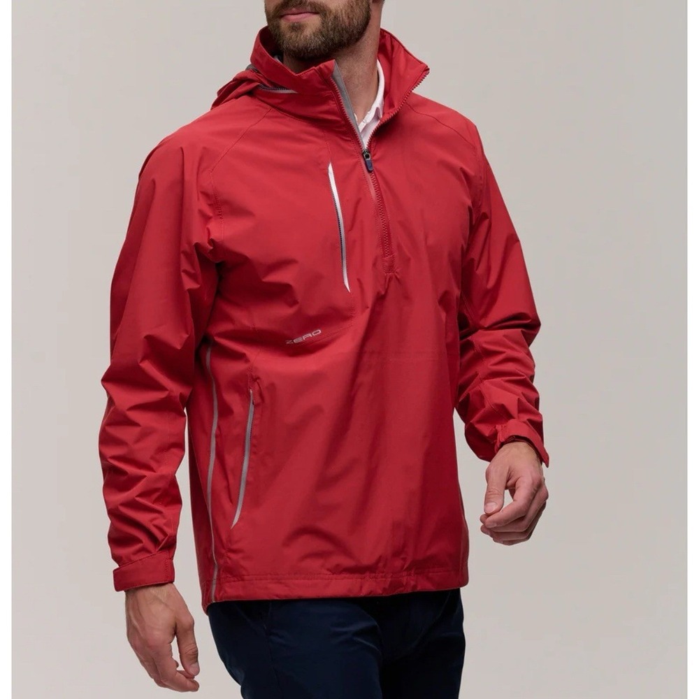 NEW Zero Restriction Men's Medium Covert 1/4 Zip Hooded Weather Golf Gear Red